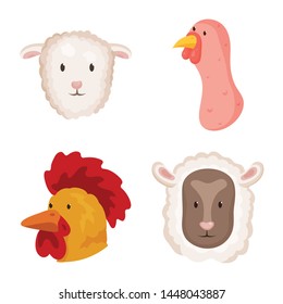 Vector design of farm and head icon. Set of farm and homemade stock symbol for web.
