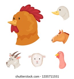 Vector design of farm and head logo. Set of farm and homemade vector icon for stock.