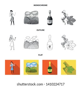 Vector design of farm and vineyard icon. Collection of farm and product stock vector illustration.