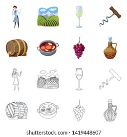 Vector design of farm and vineyard icon. Collection of farm and product vector icon for stock.