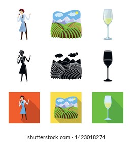 Vector design of farm and vineyard logo. Set of farm and product stock vector illustration.