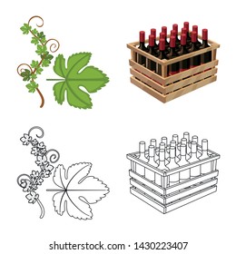 Vector design of farm and vineyard sign. Set of farm and product stock vector illustration.