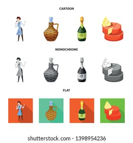 Vector design of farm and vineyard symbol. Set of farm and product vector icon for stock.