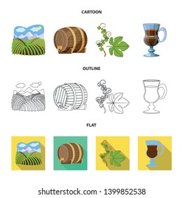Vector design of farm and vineyard symbol. Collection of farm and product stock vector illustration.