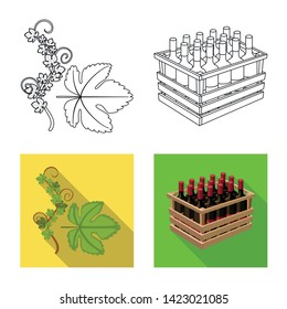 Vector design of farm and vineyard symbol. Set of farm and product stock vector illustration.
