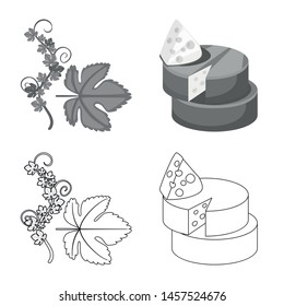 Vector design of farm and vineyard symbol. Collection of farm and product vector icon for stock.