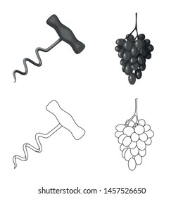 Vector design of farm and vineyard symbol. Collection of farm and product stock vector illustration.