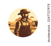 vector design of Farmer man logo mascot, agriculture farm icon template