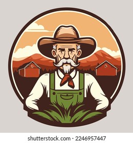 vector design of Farmer man logo mascot, agriculture farm icon template