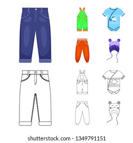 Vector design of fashion and garment icon. Set of fashion and cotton stock vector illustration.