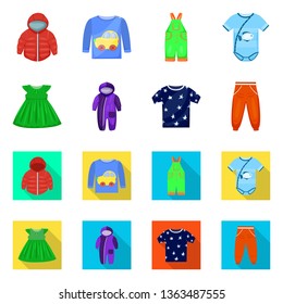 Vector design of fashion and garment icon. Set of fashion and cotton stock vector illustration.