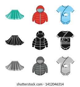 Vector design of fashion and garment icon. Collection of fashion and cotton vector icon for stock.