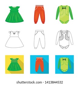 Vector design of fashion and garment logo. Set of fashion and cotton stock vector illustration.