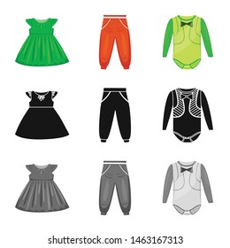Vector design of fashion and garment logo. Set of fashion and cotton vector icon for stock.