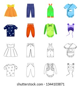 Vector design of fashion and garment sign. Collection of fashion and cotton vector icon for stock.