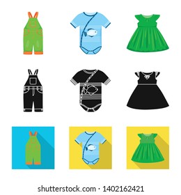 Vector design of fashion and garment sign. Set of fashion and cotton stock vector illustration.