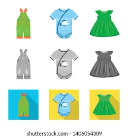 Vector design of fashion and garment sign. Set of fashion and cotton stock symbol for web.