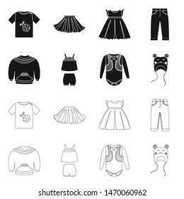 Vector design of fashion and garment sign. Set of fashion and cotton stock vector illustration.