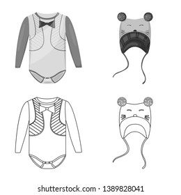 Vector design of fashion and garment symbol. Collection of fashion and cotton stock vector illustration.