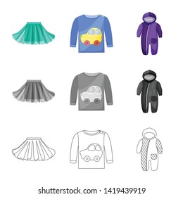Vector design of fashion and garment symbol. Collection of fashion and cotton vector icon for stock.