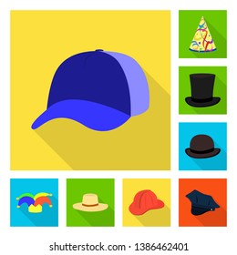 Vector design of fashion and profession icon. Collection of fashion and cap stock symbol for web.