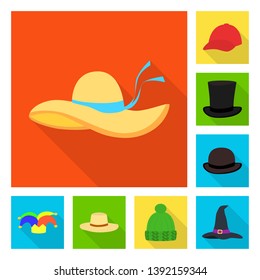 Vector design of fashion and profession icon. Set of fashion and cap vector icon for stock.