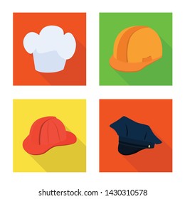 Vector design of fashion and profession icon. Set of fashion and cap vector icon for stock.