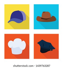 Vector design of fashion and profession icon. Set of fashion and cap stock vector illustration.