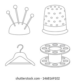 Vector design of fashion and tailoring icon. Set of fashion and textile stock vector illustration.