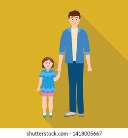 Vector design of father and daughter  icon. Collection of father and dad stock vector illustration.
