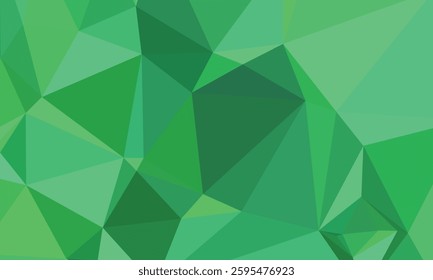 The vector design features a stunning green triangular mosaic background, where each triangle fits seamlessly into place, creating an intricate pattern full of dynamic movement and visual appeal.