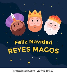 Vektordesign feliz navidad reyes magos grafik im flachen stil