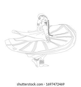 Vector design of female performing folk dance of Rajasthan