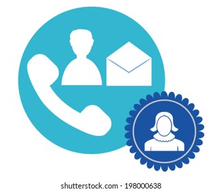 Vector design of female profile icon, contact icons, phone and envelope.