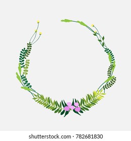 vector design of fern wreath with little flower