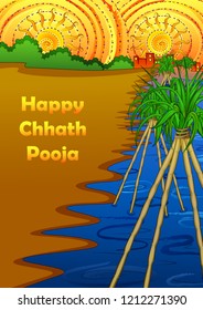 Vector design of festival background of Chhath Pooja holiday in India