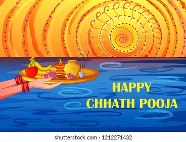 Vector Design Of Festival Background Of Chhath Pooja Holiday In India