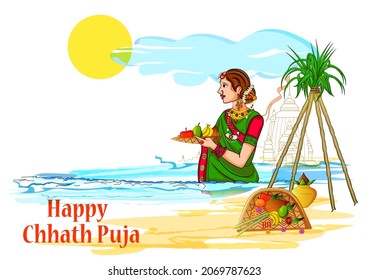 Vector design of festival background of Chhath Pooja holiday in India