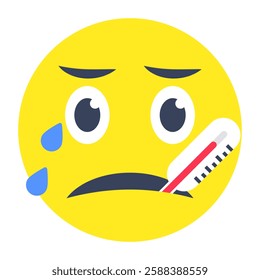 Vector design of fever face emoji
