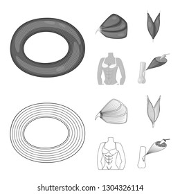 Vector design of fiber and muscular logo. Collection of fiber and body  vector icon for stock.