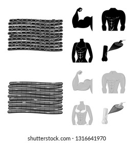 Vector design of fiber and muscular logo. Set of fiber and body  vector icon for stock.