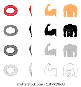 Vector design of fiber and muscular logo. Set of fiber and body  vector icon for stock.