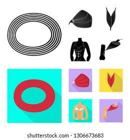 Vector design of fiber and muscular sign. Collection of fiber and body  stock symbol for web.