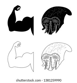Vector design of fiber and muscular sign. Set of fiber and body  stock symbol for web.