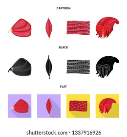 Vector design of fiber and muscular symbol. Set of fiber and body  vector icon for stock.