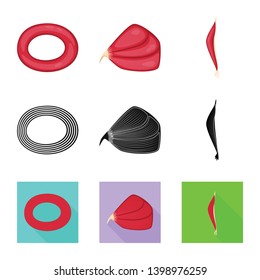 Vector design of fiber and muscular symbol. Set of fiber and body  stock symbol for web.