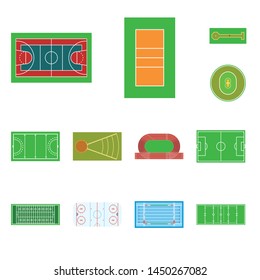 Vector design of field and arena logo. Set of field and sport stock vector illustration.