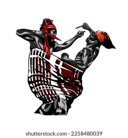 vector design of fighting sarong, one of the Indonesian tribal traditions, color can be edited
