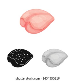 Vector design of fillet and chicken sign. Collection of fillet and fresh stock symbol for web.