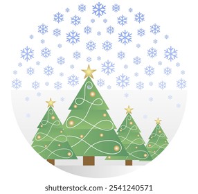 Diseño de Vector de abeto y nieve dentro del globo de nieve para el día de Navidad
